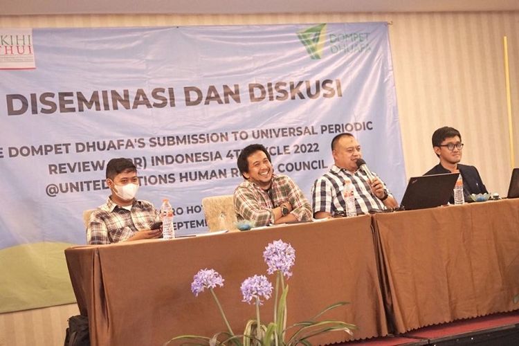 Lembaga filantropi dan kemanusiaan Dompet Dhuafa menjalin kerja sama dengan LKIHI FH UI menyelenggarakan diseminasi publik terkait Pemenuhan Hak Asasi Manusia (HAM) di Indonesia, Jumat (16/9/2022). 