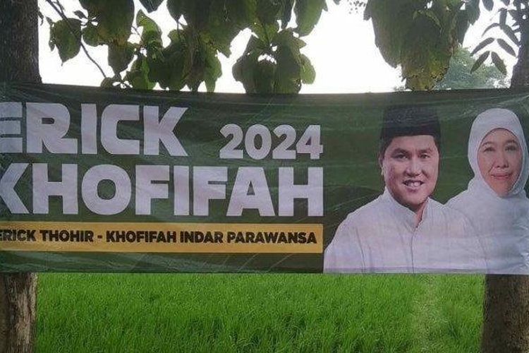 Banner Khofifaj Erick Thohir 2024 yang bertebaran di Kabupaten Jember 