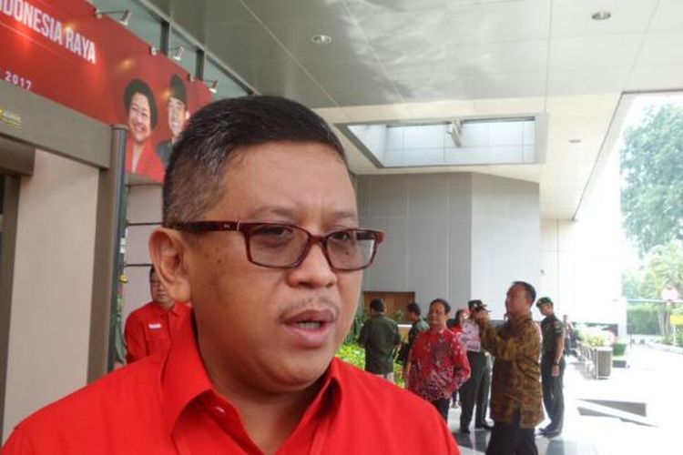 Sekretaris Jenderal PDI Perjuangan Hasto Kristiyanto di acara HUT PDI-P di JCC Senayan, Jakarta, Selasa (10/1/2017).