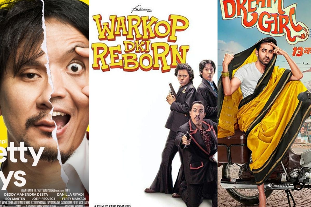 Poster film Pretty Boys, Warkop DKI Reborn, dan Dream Girl.