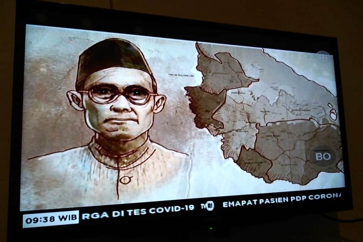 Tangkapan layar tayangan Belajar dari Rumah di TVRI, tokoh Raja Ali Haji.