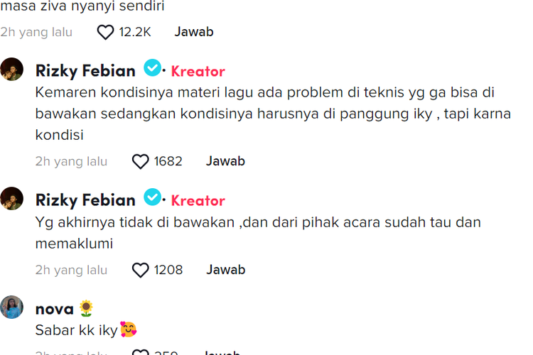 Komentar Rizky Febian(TikTok Rizky Febian)
