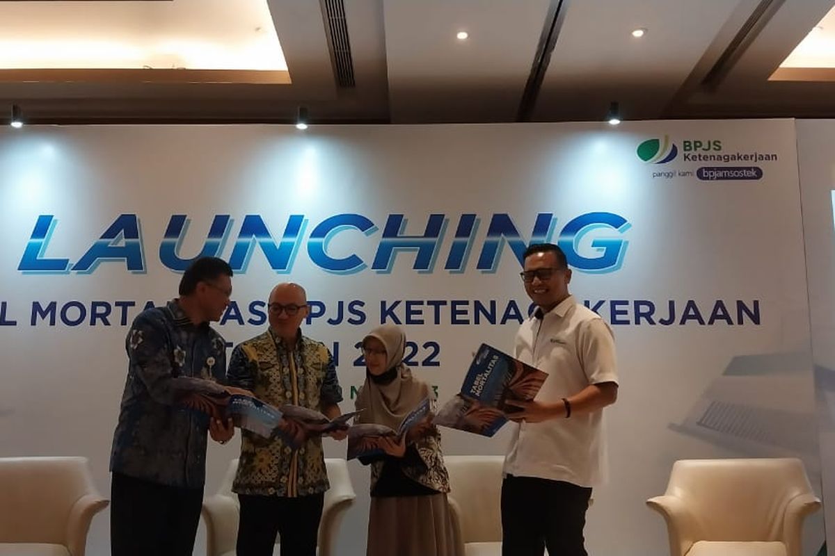 BPJS Ketenagakerjaan menerbitkan Tabel Mortalitas di Jakarta, Senin (29/5/2023).