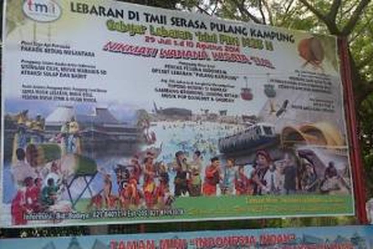 Jadwal acara TMII selama libur Lebaran 2014. 
