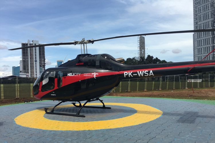 PT Whitesky Aviation meluncurkan helikopter yang bisa menjadi moda transportasi antar kota yakni Helicity, di Wisma Aldiron, Pancoran, Jakarta Selatan, Senin (4/12/2017). 
