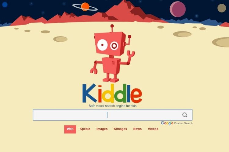 Tampilan Kiddle, mesin pencari dari Google yang aman bagi anak.