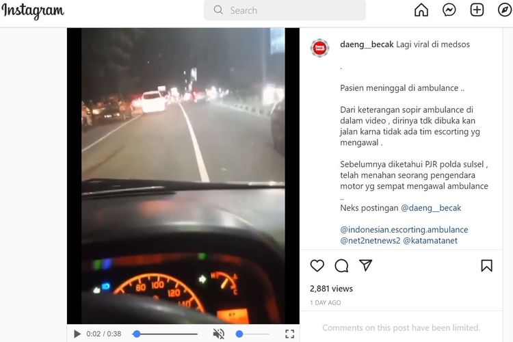 Beredar video sopir ambulans yang terjebak macet mengeluhkan tidak adanya pengawalan saat dirinya mengantar pasien gawat darurat ke rumah sakit.