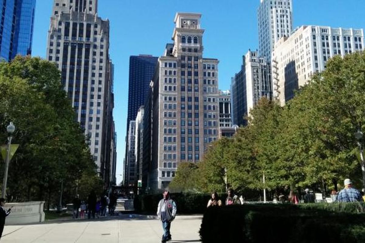 Ruang publik, Millenium Park, di sudut kota Chicago, Illinois, Amerika Serikat.