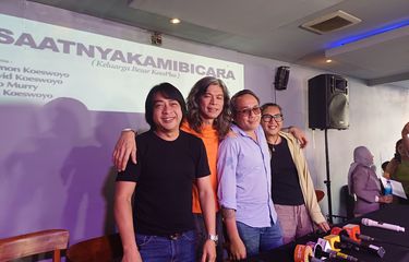 Jumpa pers keluarga besar Koes Plus di Haji Nawi, Jakarta Selatan, Kamis (28/9/2023).