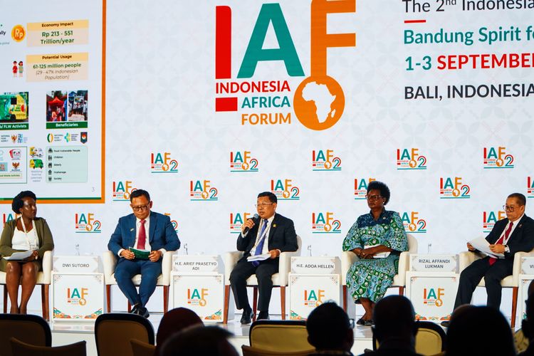 Kepala Badan Pangan Nasional (Bapanas) atau National Food Agency (NFA) Arief Prasetyo Adi dalam Diskusi Panel di Indonesia-Africa Forum (IAF) 2024, yang digelar di Nusa Dua, Bali, Selasa (3/9/2024).