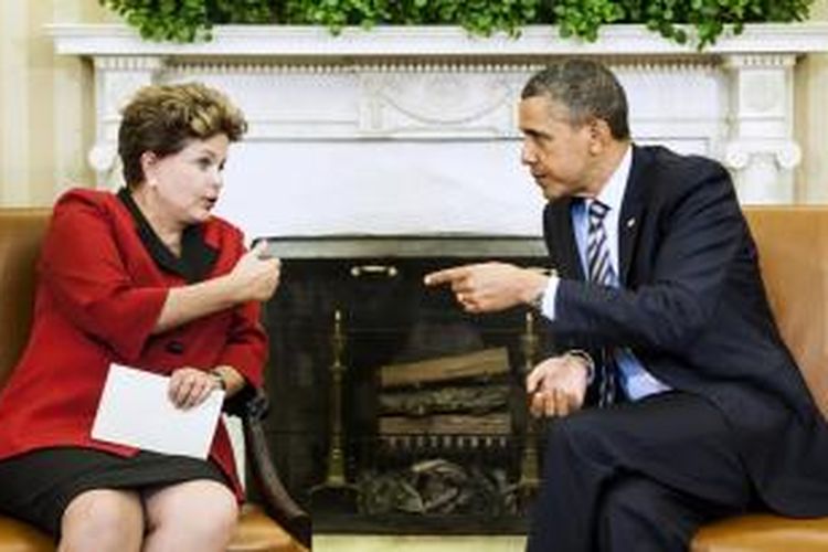 Presiden Brasil Dilma Rousseff dan Presiden AS Barack Obama.