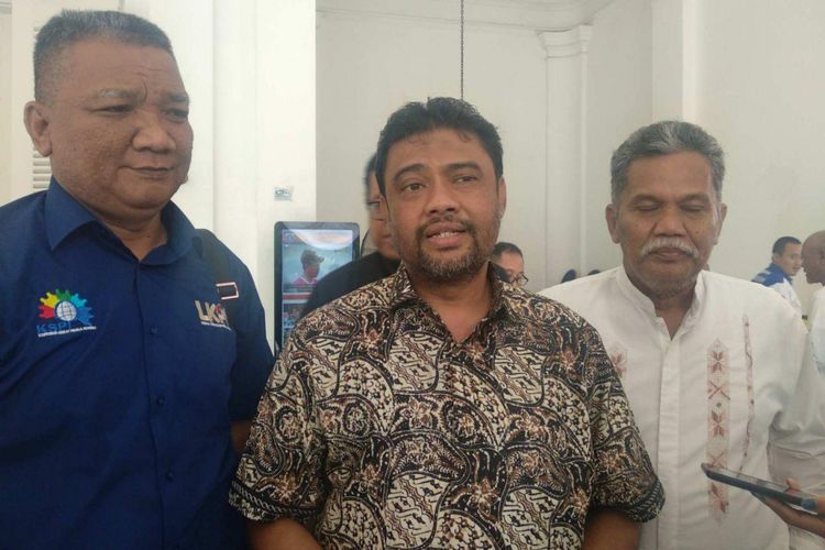 Presiden Konfederesi Serikat Pekerja Indonesia (KSPI) Said Iqbal di Balai Kota, Kamis (23/8/2018).