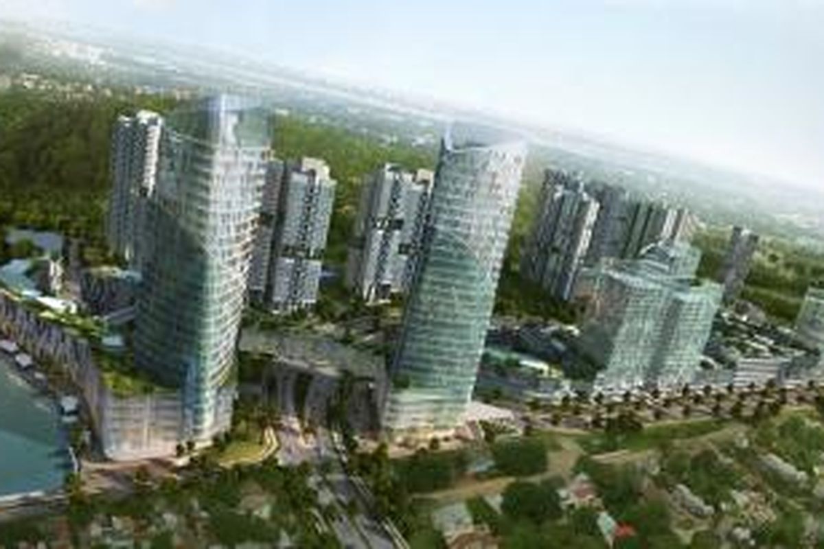 Citra kondominium dan pusat rekreasi Forest City Iskandar Malaysia.