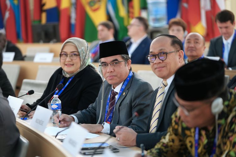 Menteri Ketenagakerjaan (Menaker) Yassierli dalam Sidang Pleno Konferensi Perburuhan Internasional atau International Labour Conference (ILC) ke-113, di Jenewa, Swiss, Senin (9/6/2025).