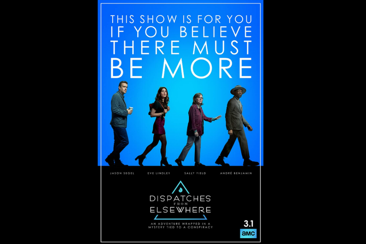 Jason Segel, Eve Lindley, Sally Field, dan André Benjamin dalam serial drama Dispatches from Elsewhere  (2020).