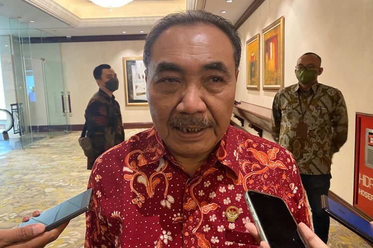 Ketua LPSK Hasto Atmojo Suroyo di Hotel Shangri-La, Jakarta, Minggu (21/8/2022).