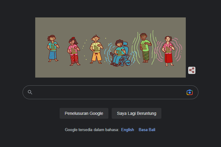 Ilustrasi Google Doodle angklung yang tampil di halaman utama Google.com.