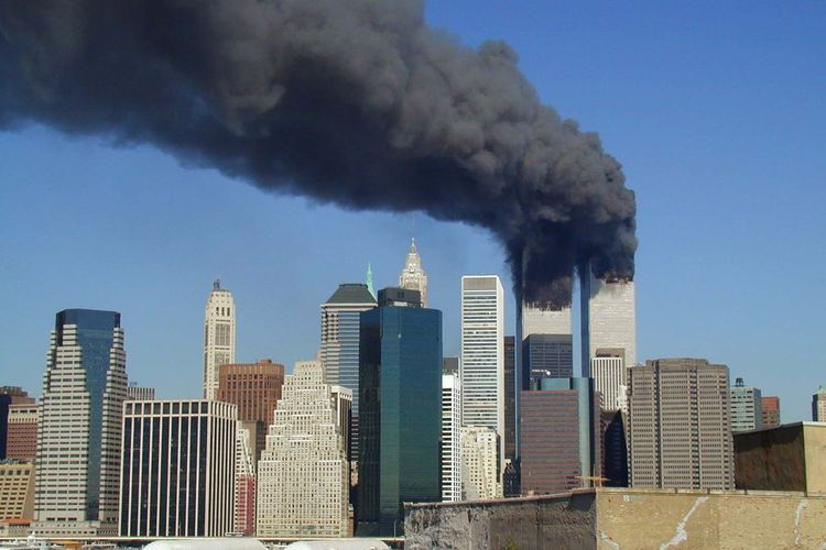 Ilustrasi peristiwa serangan teroris 11 September 2001.