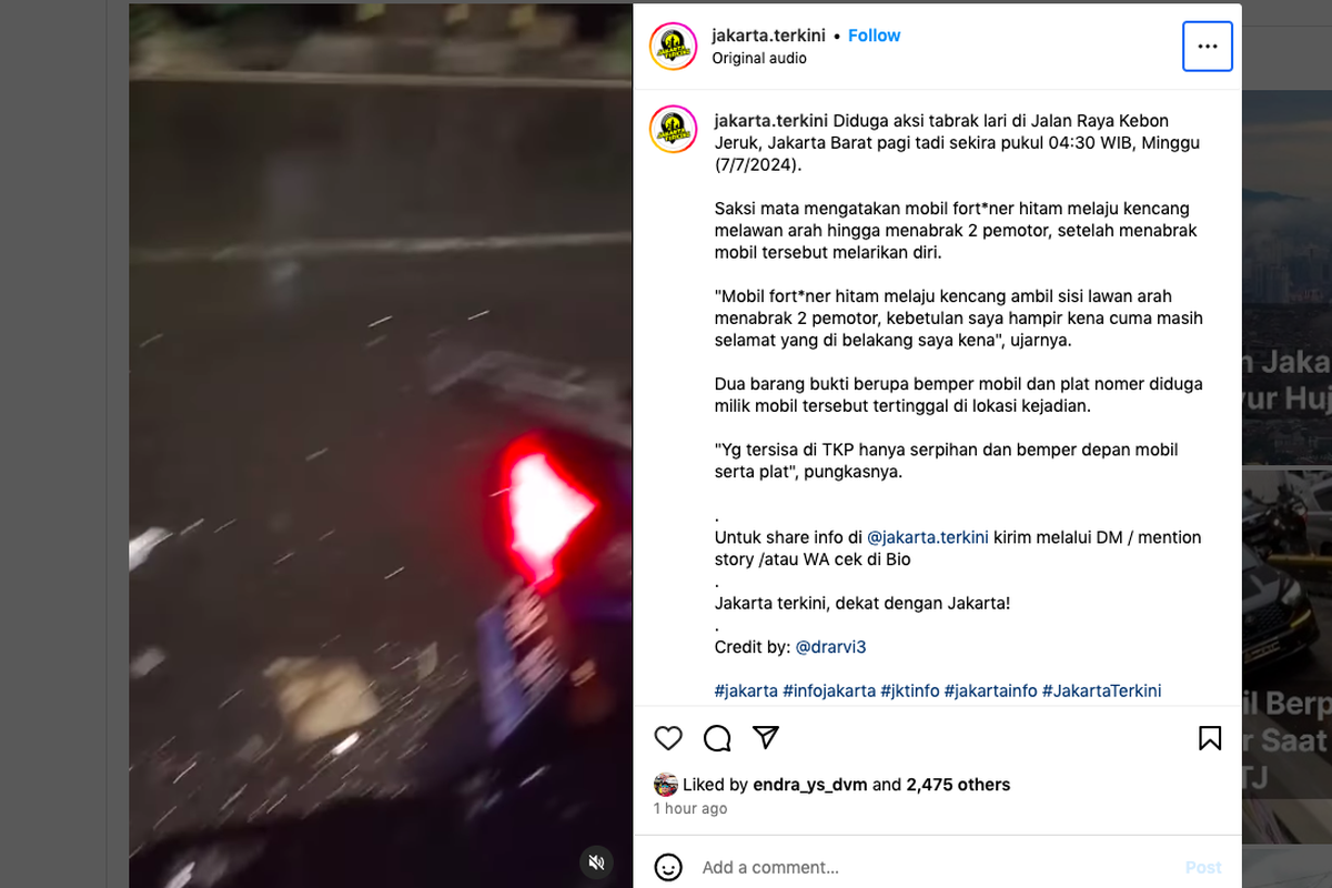 Fortuner Kabur Usai Tabrak 2 Motor, Ini Ancamannya