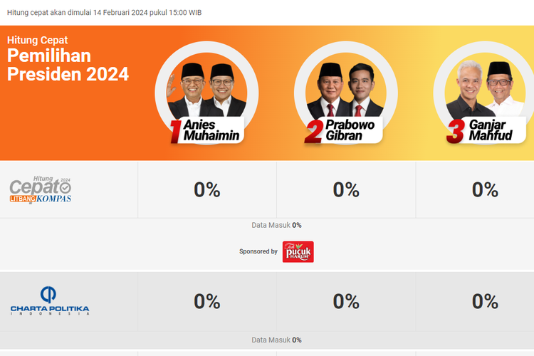 Link live streaming hasil quick count Pemilu 2024.