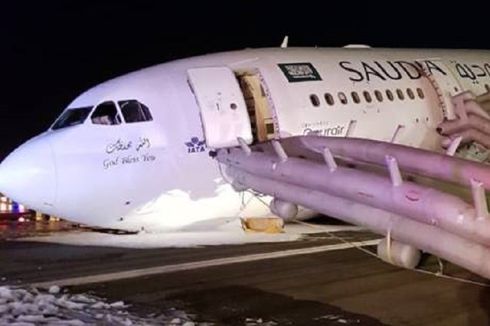 Pesawat Saudi Airlines Mendarat Darurat Tanpa Roda Depan