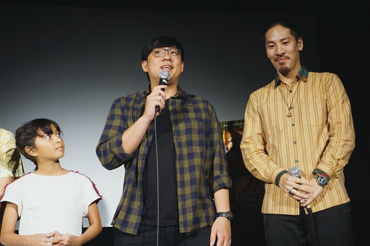 Sutradara Yandy Laurens dan Widuri Putri dalam pemutaran film Keluarga Cemara di Okinawa International Movie Festival 2019 di Sakurazaka Theater, Naha, Okinawa, Jepang, Kamis (18/4/2019). 