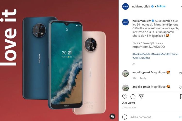 Bocoran wujud ponsel Nokia G50 5G tak sengaja diungkap akun Instagram resmi Nokia Perancis