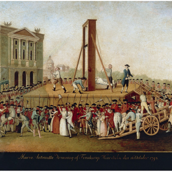 Ilustrasi eksekusi mati Maria Antoinette
