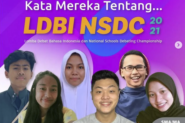 Perwakilan siswa Indonesia yang berhasil lolos sebagai finalis Debat Bahasa Indonesia (LDBI) dan National Schools Debating Championship (NSDC) tahun 2021 yang digelar Pusat Prestasi Nasional (Puspresnas) Kemendikbud Ristek.