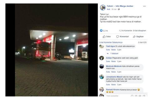 Unggahan Viral Mengapa Bus Tak Pernah Matikan Mesin Saat Isi BBM, Ini Jawabannya