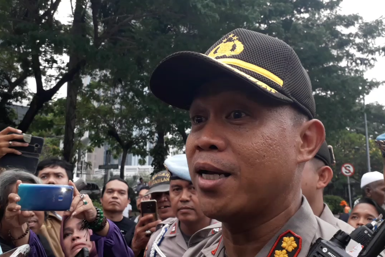 Kapolres Metro Jakarta Pusat Kombes Harry Kurniawan seusai aksi massa kawal sidang MK di Patung Kuda, Jumat (14/6/2019).