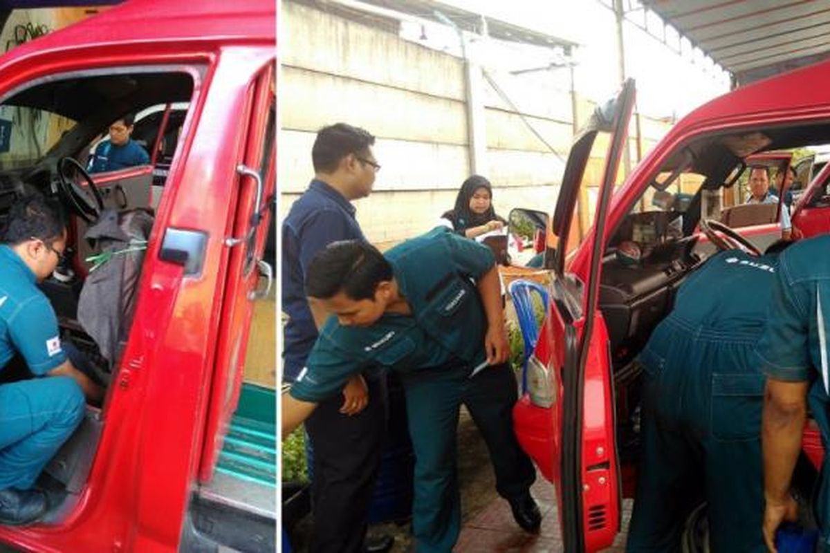 Servis gratis buat angkot Suzuki Koperasi Wahana Kalpika.