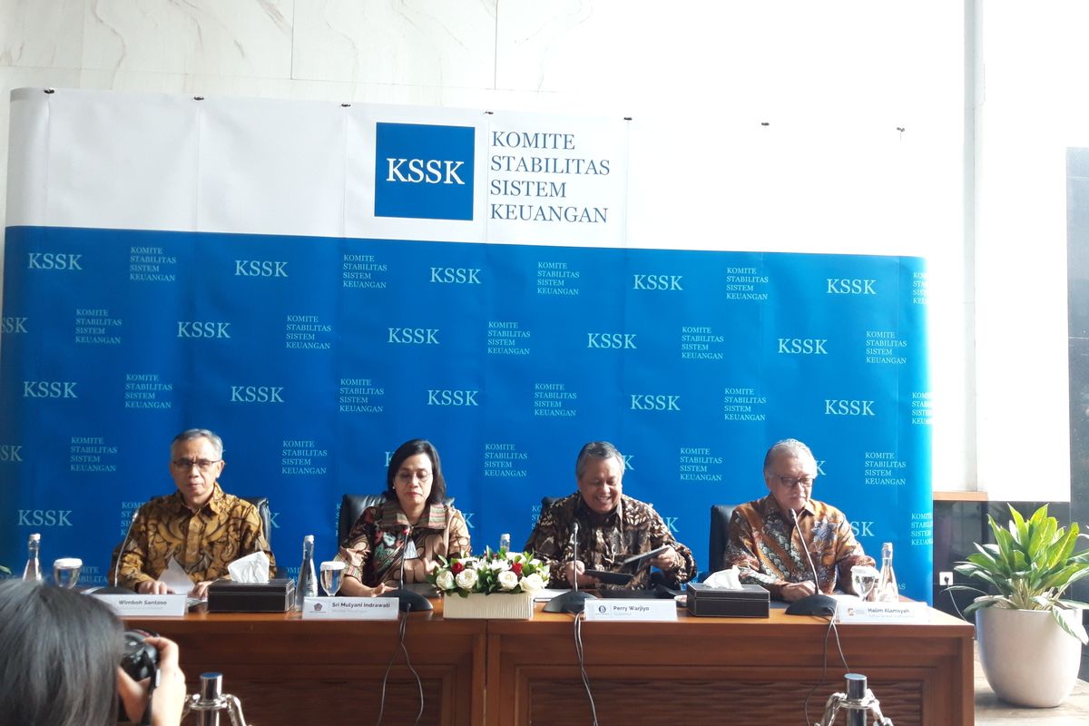 Konferensi Pers Komite Stabilitas Sistem Keuangan (KSSK) di Jakarta, Rabu (22/1/2020).