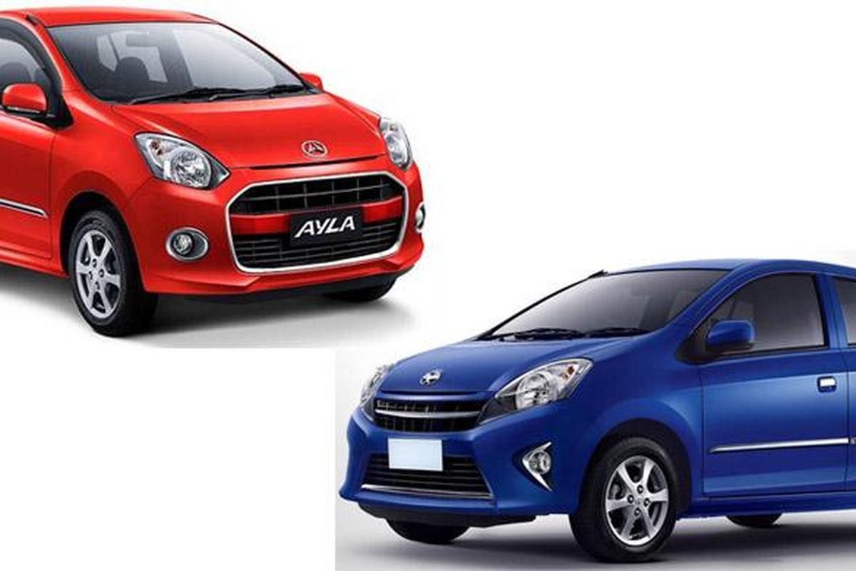 Ilustrasi Daihatsu Ayla (merah) dan Toyota Agya (biru)