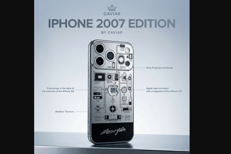 Desain ponsel ini juga dihiasi garis-garis ukiran yang menyerupai sirkuit elektronik iPhone generasi pertama. Casing-nya dibuat dari material titanium dengan lapisan PVD hitam, serta dilengkapi ukiran tanda tangan pendiri Apple, Steve Jobs.