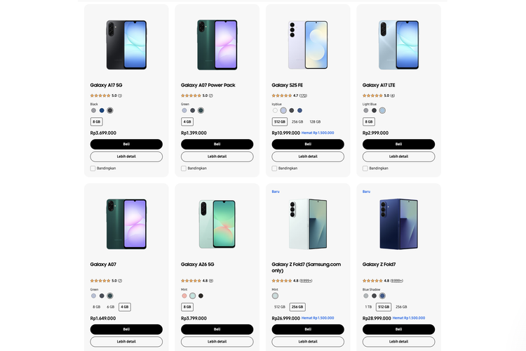 Update Harga Terbaru HP Samsung 7 Desember 2025, Mulai Rp 1 Jutaan