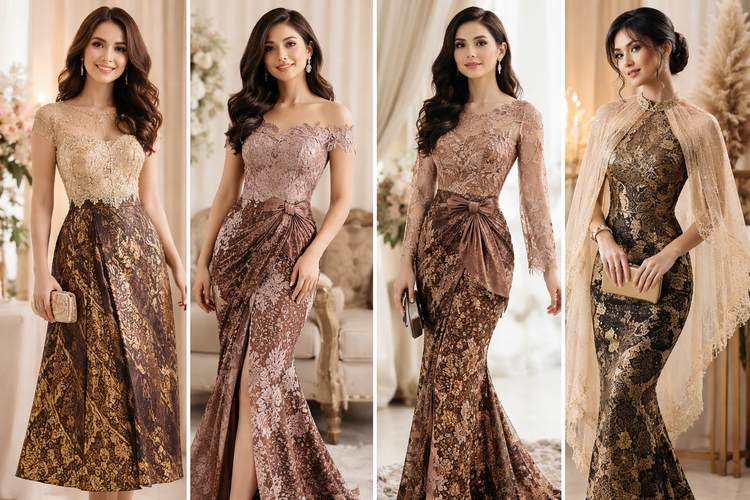 15 Model Dress Batik Kombinasi Brokat yang Elegan dan Modern