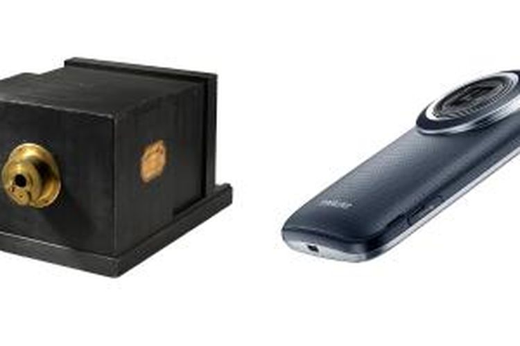Daguerrotype (kiri) dan Samsung Galaxy K Zoom (kanan).