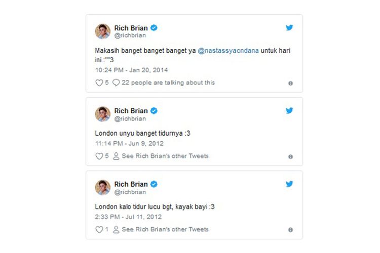 Kumpulan tweet lawas Rich Brian.