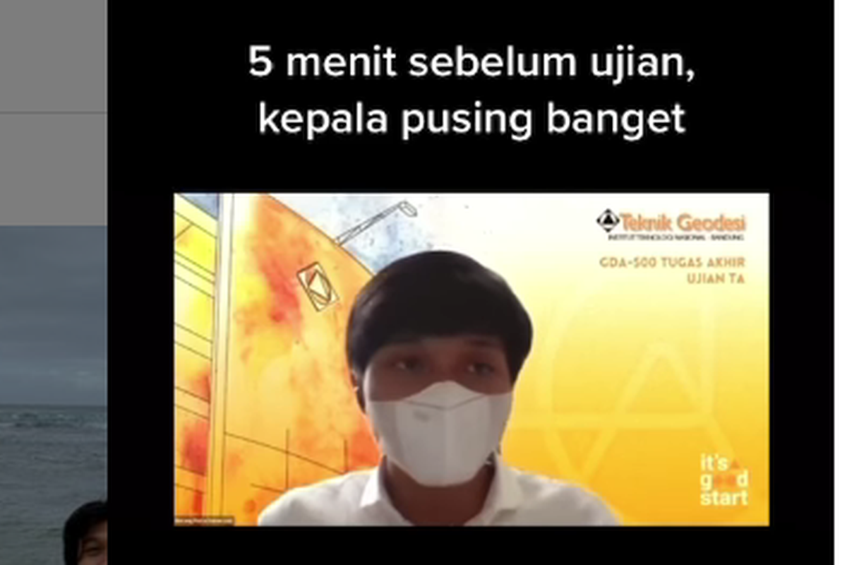 Mahasiswa Teknik Geodesi Institut Teknologi Nasional (Itenas) Bandung, Bintang Putra Damaryani menyelesaikan sidang skripsi dalam kondisi terpapar Covid-19.