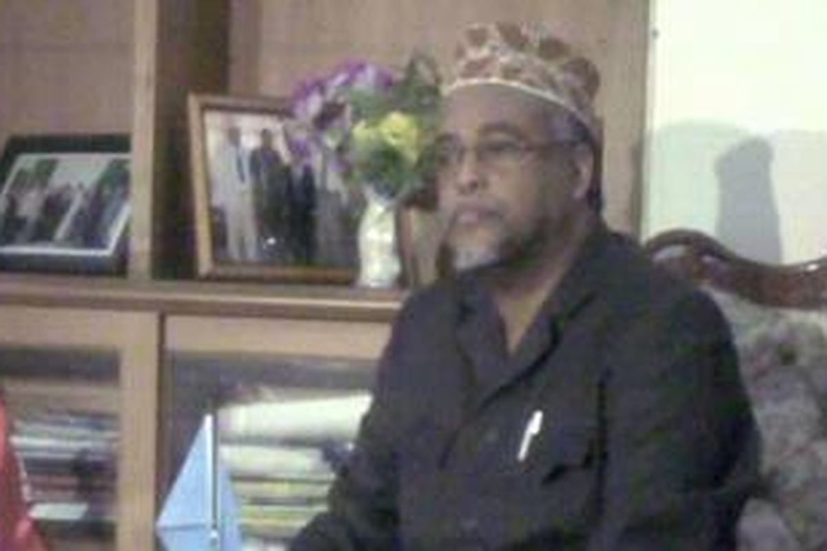 Duta Besar Somalia, Muhamod Olow Barow dalam jumpa pers di Kedutaan Somalia, Jakarta, Rabu (13/4/2011).