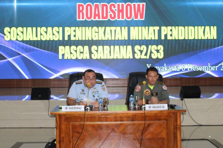 Roadshow Sosialisasi Peningkatan Minat Pendidikan S2/S3 dari Dinas Pendidikan TNI AU (Disdikau) di Lanud Adisutjipto Yogyakarta, Kamis (8/12/2022). 