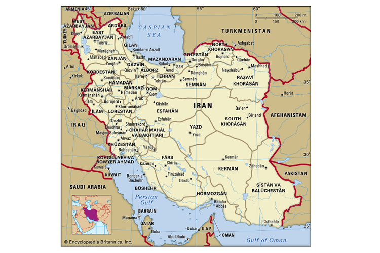 Iran memiliki nama resmi  Islamic Republic of Iran (Jomhori-eslami-ye Iran) dengan ibu kota Teheran.