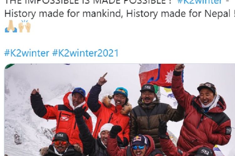 10 orang pendaki dari Nepal berhasil capai puncak Gunung K2 yang terletak di antara Pakistan dan China.