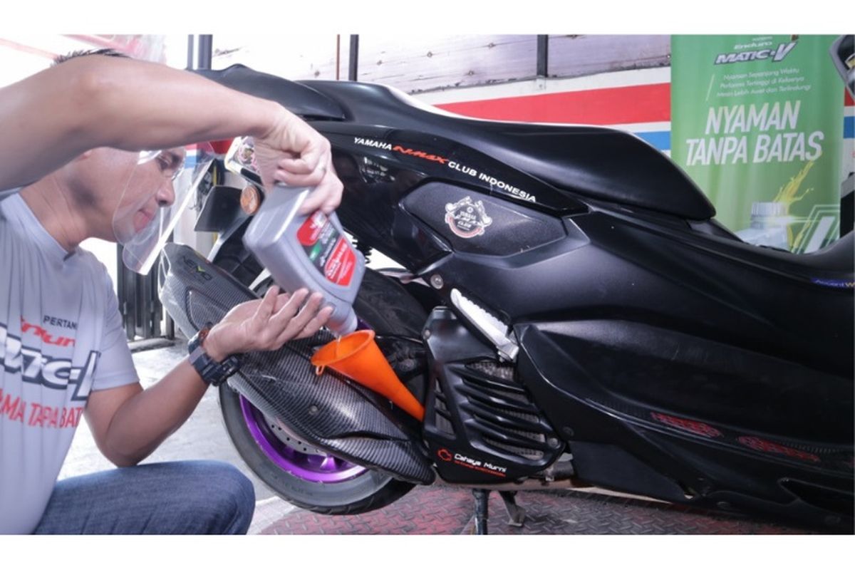 Biker big matic bisa merasakan kenyamanan tanpa batas dari Enduro Matic V di acara Ganti Oli untuk 5.000 Big Matic?, pada 10-14 Desember 2020. (Dok. Pertamina Lubricants).