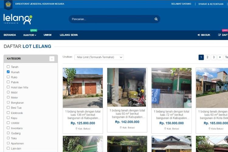 DJKN melalui lelang.go.id memfasilitasi lelang rumah yang berlokasi di Bekasi, Jawa Barat dengan nilai limit Rp 100 jutaan.