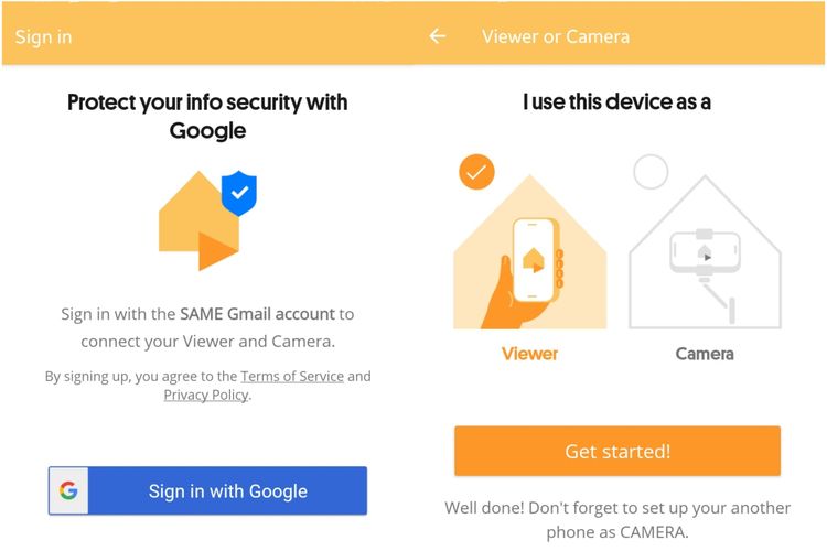 Ilustrasi langkah masuk ke aplikasi Alfred Home Security Camera
