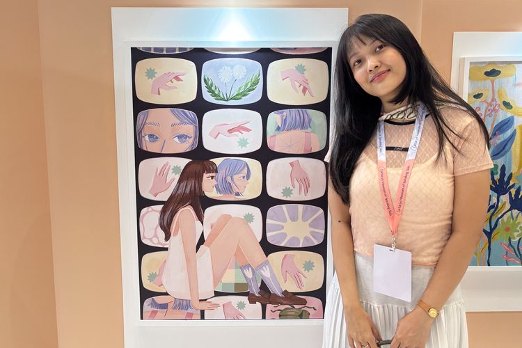 Ilustrator, Chenny Aviana, dan karyanya di Museum Speaking of Skin di Bintaro Jaya Xchange Mall, Tangerang Selatan, Jumat (14/11/2025).