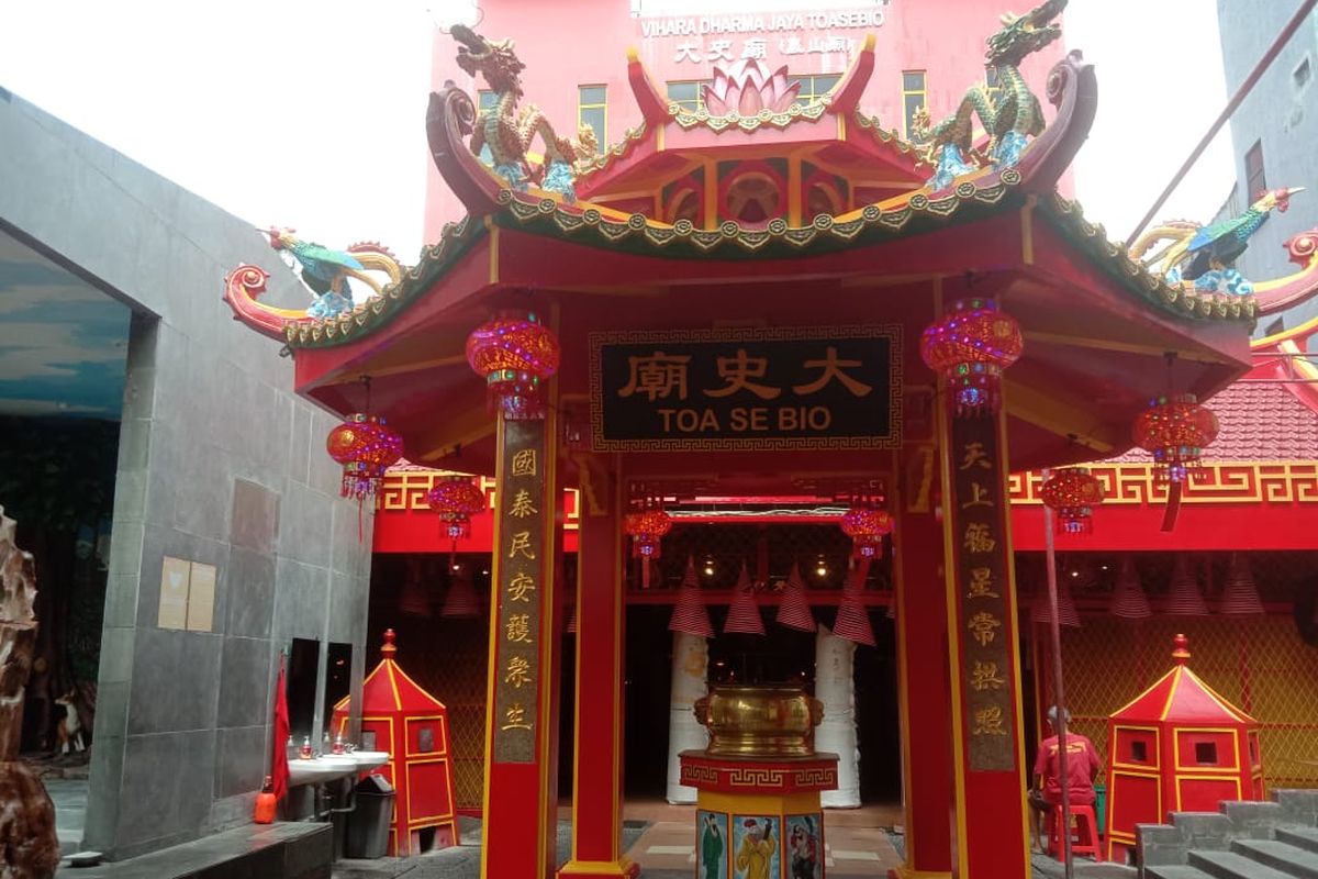 Bangunan Klenteng Toa Se Bio atau Vihara Dharma Jaya di Glodok, Jakarta Barat, Rabu (10/2/2021).