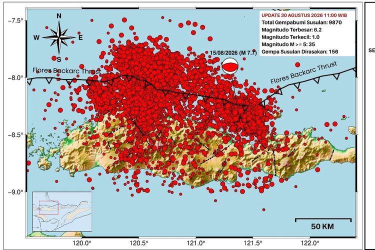 Lebih dari 9.800 Gempa Susulan Terjadi di Flores Usai Gempa M 7,7,  Ini Penyebabnya Menurut Pakar